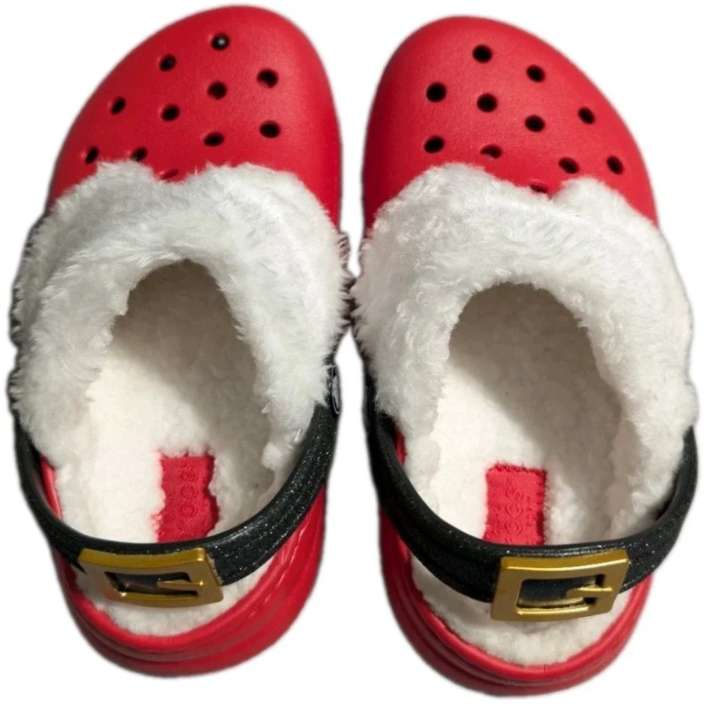 Crocs Classic Lined Santa Clog Kids C11 Red Fleece Holiday Christmas Shoes NWOT